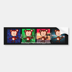 Monkey i Mitten Apps Bumper Sticker Bildekal