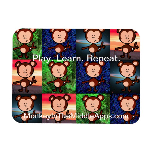 Monkey i Mitten Apps-magnet Magnet (Horisontell)