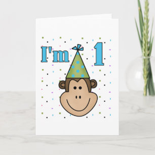Monkey i Party Hat 1:a födelsedagstskjortan Kort