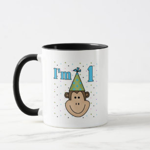 Monkey i Party Hat 1:a födelsedagstskjortan Mugg