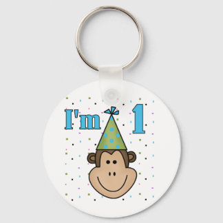 Monkey i Party Hat 1:a födelsedagstskjortan Nyckelring