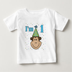Monkey i Party Hat 1:a födelsedagstskjortan T-shirt