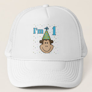 Monkey i Party Hat 1:a födelsedagstskjortan Truckerkeps