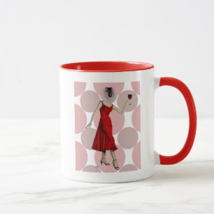 Monkey i Red Dress med vin Mugg