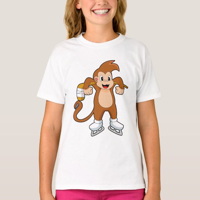 Monkey Ice hockey Ice hockey hockey T Shirt (Framsida)