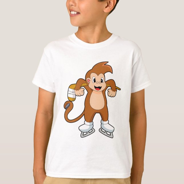 Monkey Ice hockey Ice hockey hockey T Shirt (Framsida)