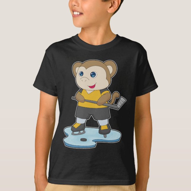 Monkey Ice hockey Ice hockey hockey T Shirt (Framsida)