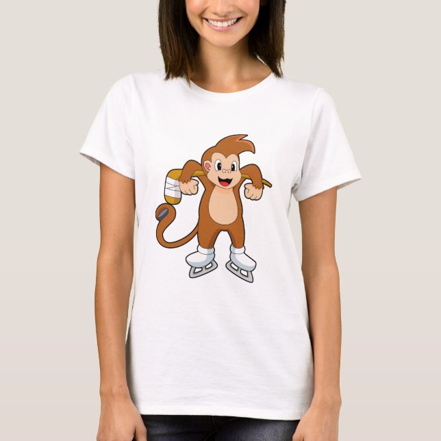 Monkey Ice hockey Ice hockey hockey T Shirt (Framsida)