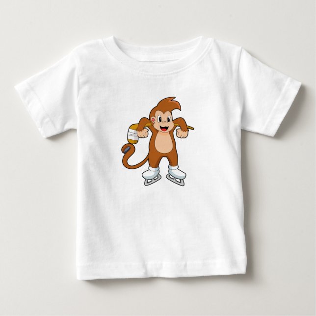 Monkey Ice hockey Ice hockey hockey T Shirt (Framsida)