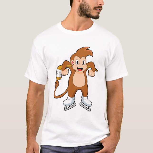 Monkey Ice hockey Ice hockey hockey T Shirt (Framsida)
