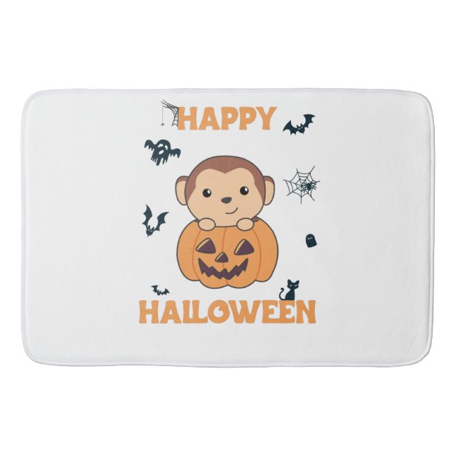 Monkey in Pumpkin Cute Monkey Happy halloween Badrumsmatta (Framsidan)
