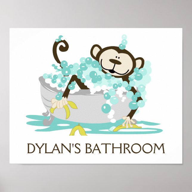 Monkey in Tub Bathroom Art Print - Personlig Poster (Framsidan)