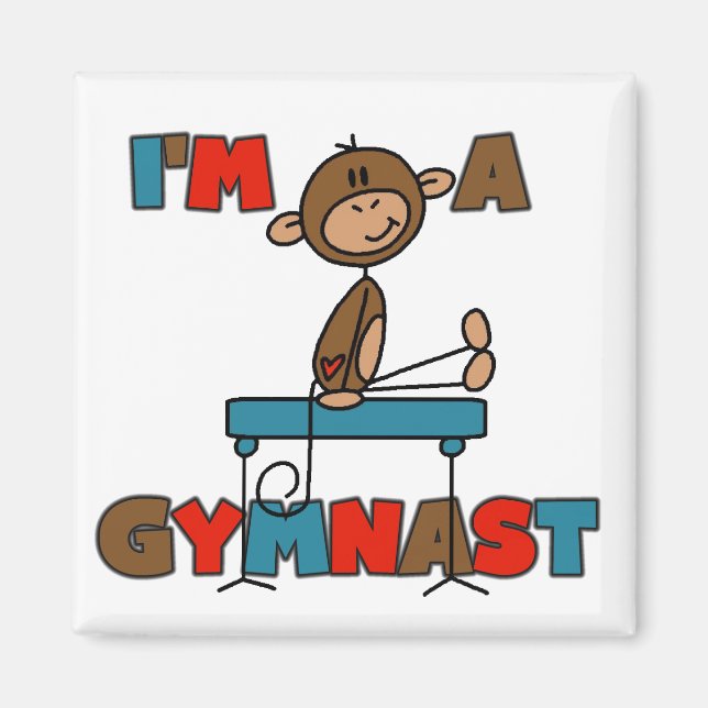 Monkey, jag är Gymnast T-shirts och presenter Magnet (Framsidan)