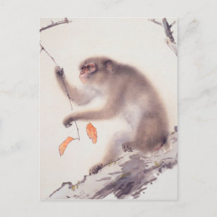 Monkey japansk Painting Chinese Zodiac Birthday P Helg Vykort