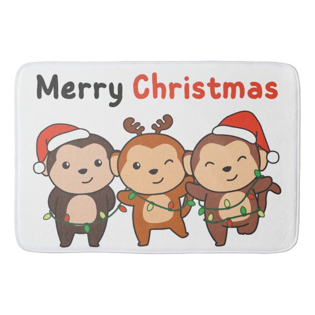 Monkey Jul Animals Monkey God jul Badrumsmatta (Framsidan)