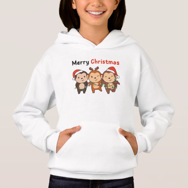 Monkey Jul Animals Monkey God jul T Shirt (Framsida)