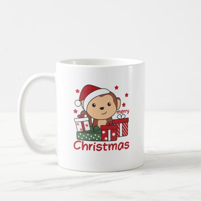 Monkey jul Gift Winter Animals-apor Kaffemugg (Vänster)