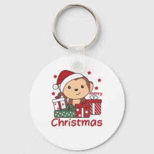 Monkey jul Gift Winter Animals-apor Nyckelring