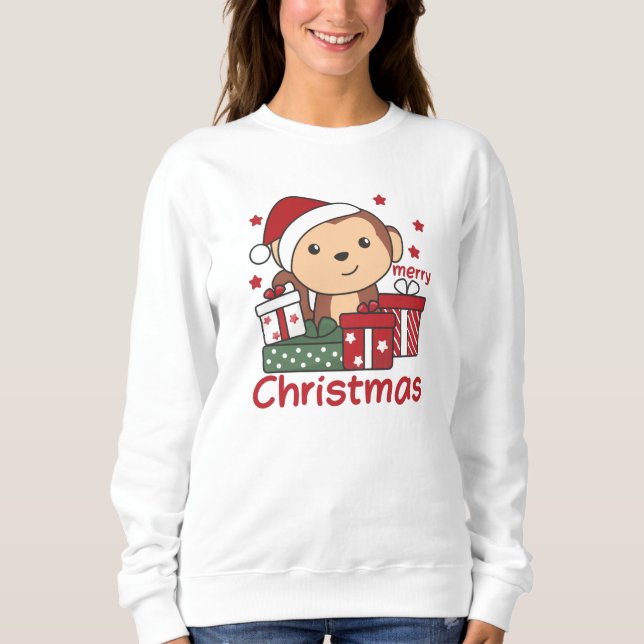 Monkey jul Gift Winter Animals-apor T Shirt (Framsida)