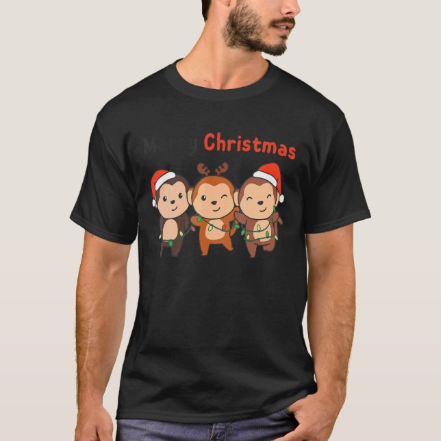 Monkey jul Julgran Animals Cute Monke T Shirt (Framsida)