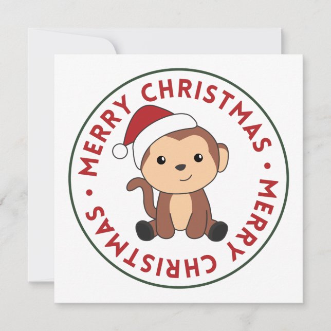 Monkey jul snö vinter djur apor inbjudan (Framsida)