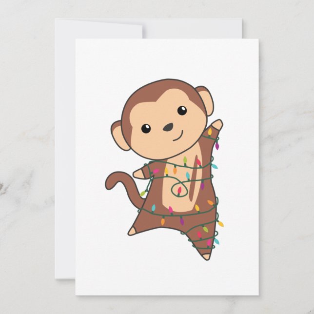 Monkey jul snö vinter djur apor julkort (Framsida)