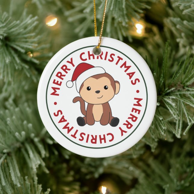 Monkey jul Snö Winter Animals Monkey Ceram Julgransprydnad Keramik (Träd)