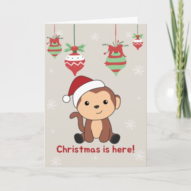 Monkey jul Snö Winter Animals Monkey Holid Helgkort (Framsida)