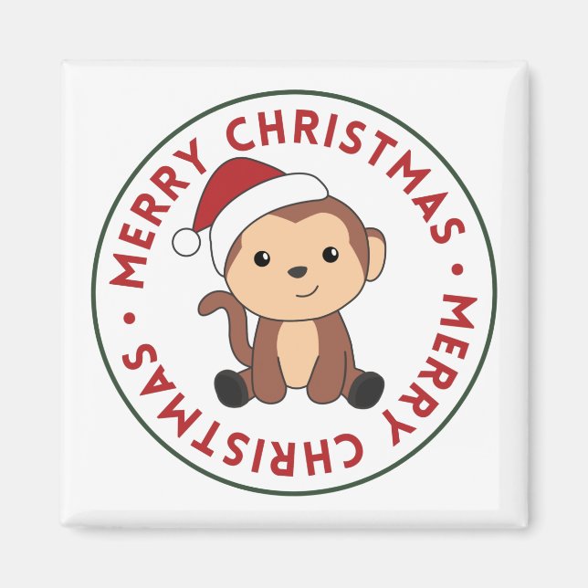 Monkey jul Snö Winter Animals Monkey Magne Magnet (Framsidan)