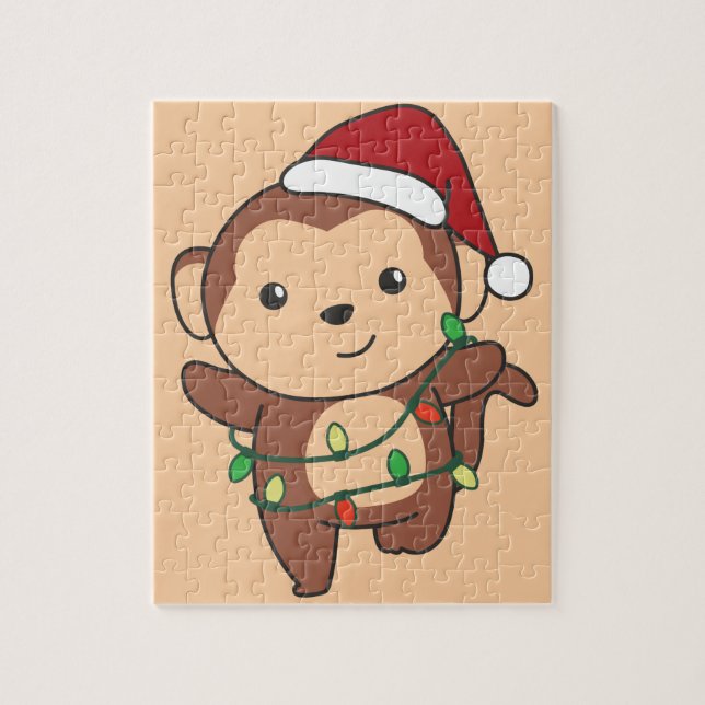 Monkey jul Winter Animals Monkey Jigszawa Puz Pussel (Vertikal)