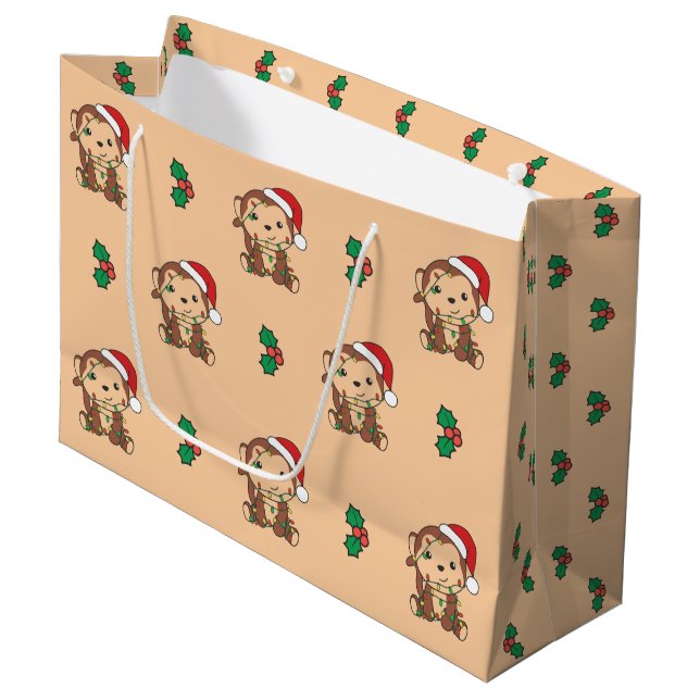 Monkey jul Winter Animals Monkey Large Gift (Framsidan Vinklad)