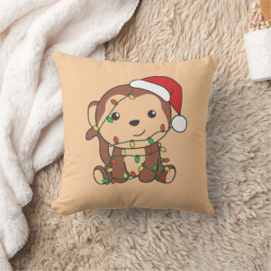 Monkey Jul Winter Animals Monkey Throw Pill Kudde