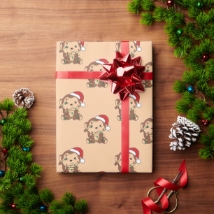 Monkey Julvinter Animals apor Wrapping P Presentpapper