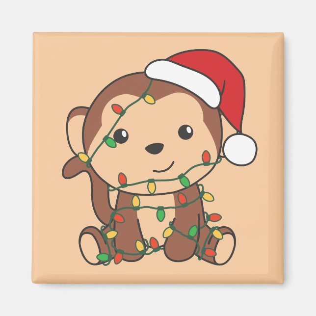 Monkey Julvinter Animals Monkey Magnet (Framsidan)