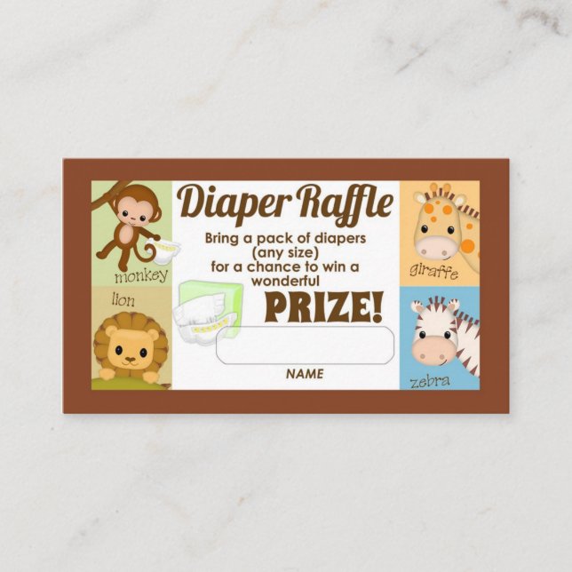 Monkey Jungle Diaper Raffle Biljett 100pk Tilläggskort (Framsida)