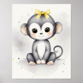 Monkey Jungle Nursery Wall Art Poster