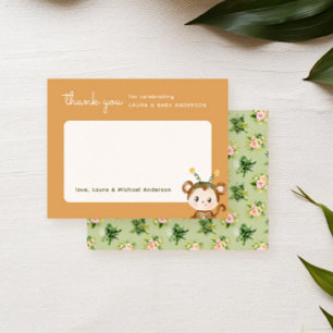 Monkey Jungle Tropisk Bebis Babyshower Tack Kort