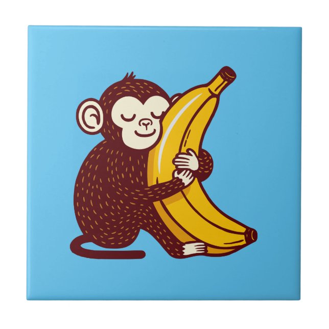 Monkey Kärlek Banana Kakelplatta (Framsidan)