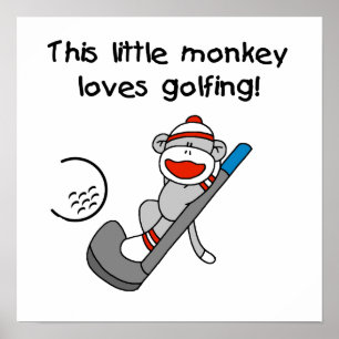 Monkey Kärlek Golfing T-shirts och gåvor Poster