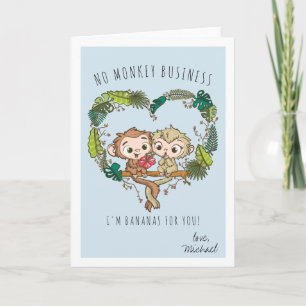 Monkey Kärlek Romantic Valentine Card Helgkort