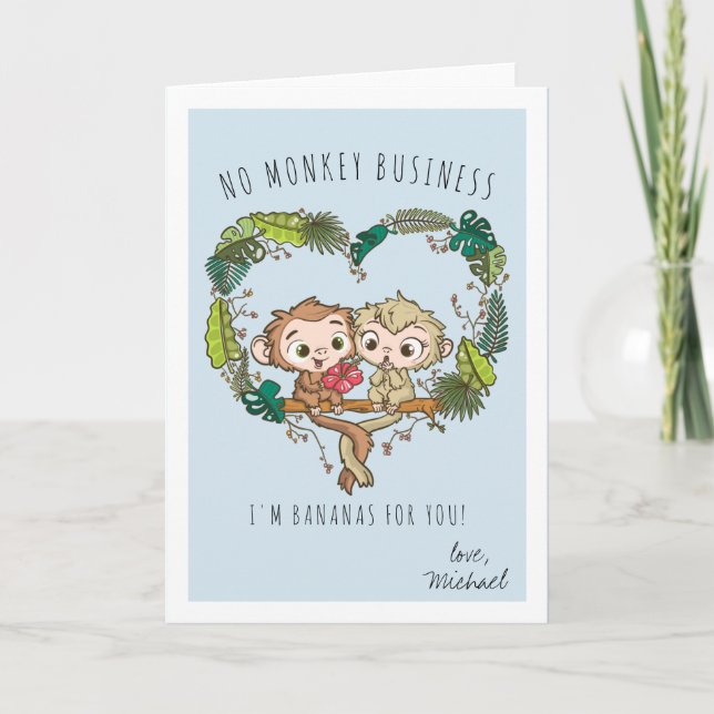 Monkey Kärlek Romantic Valentine Card Helgkort (Framsida)