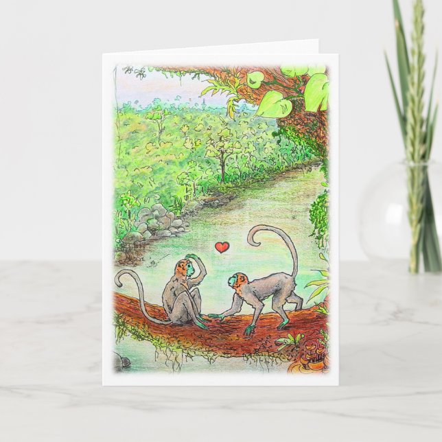 Monkey Kärlek Valentines hälsningskort Helgkort (Framsida)