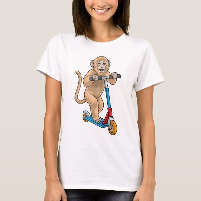 Monkey Kick Scooter T Shirt (Framsida)