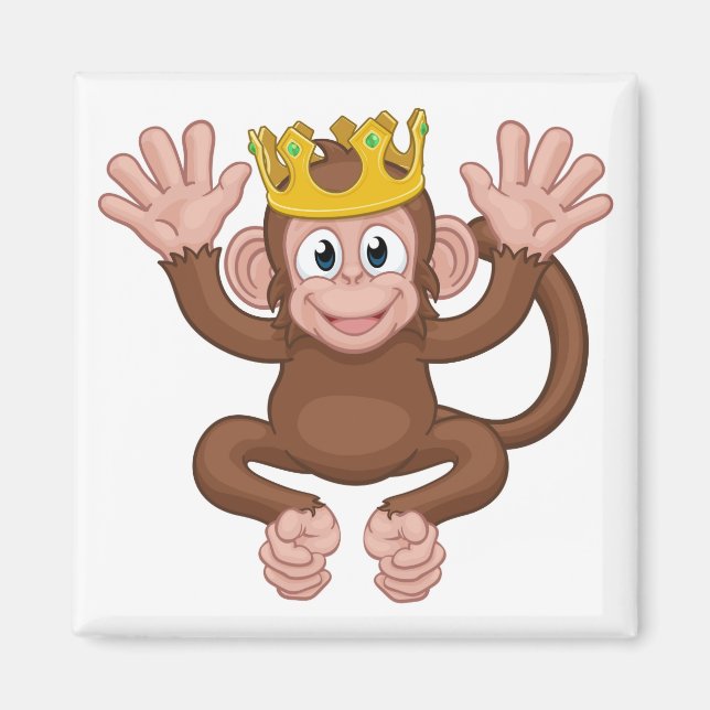 Monkey Kung Krona Tecknad Animal Mascot Wave Magnet (Framsidan)
