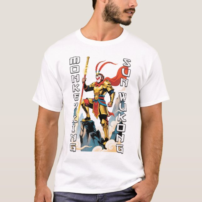 Monkey Kung Tecknad Manar White T Shirt (Framsida)
