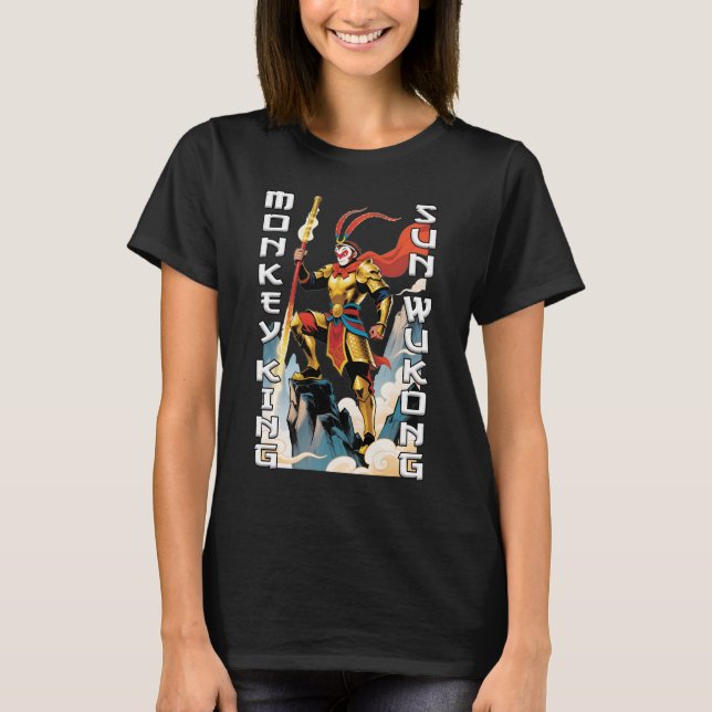 Monkey Kung Tecknad Women Black T Shirt (Framsida)