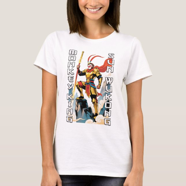 Monkey Kung Tecknad Women White T Shirt (Framsida)