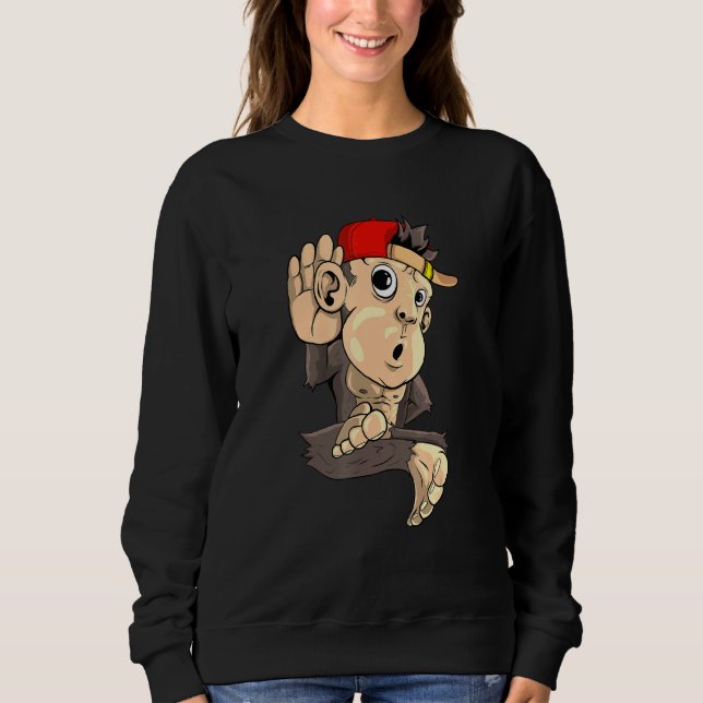 Monkey Listening T Shirt (Framsida)