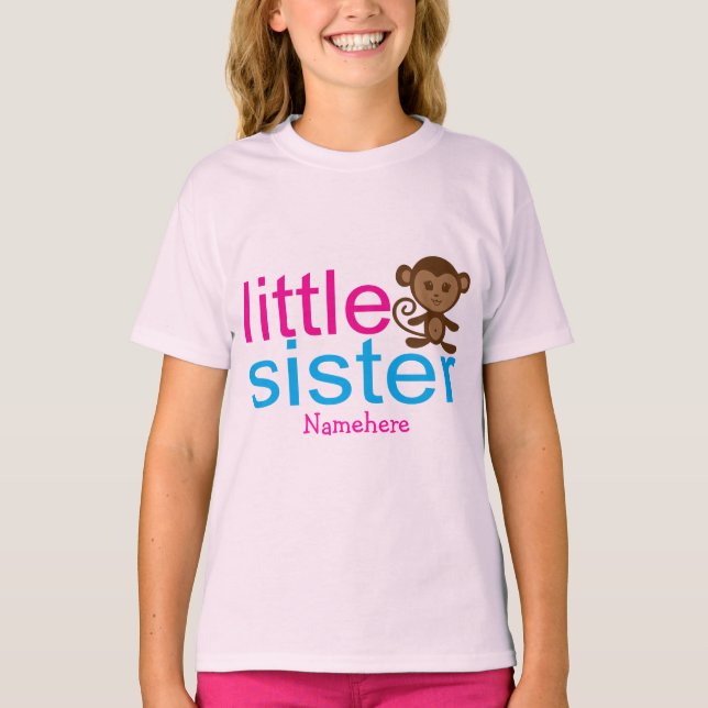 Monkey Little Sister KidsT-Shirt Tee Shirt (Framsida)