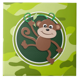Monkey; ljus grönt-kamera, kamouflage kakelplatta